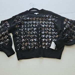 Nine West Black Sweater with Black Sequin Accents